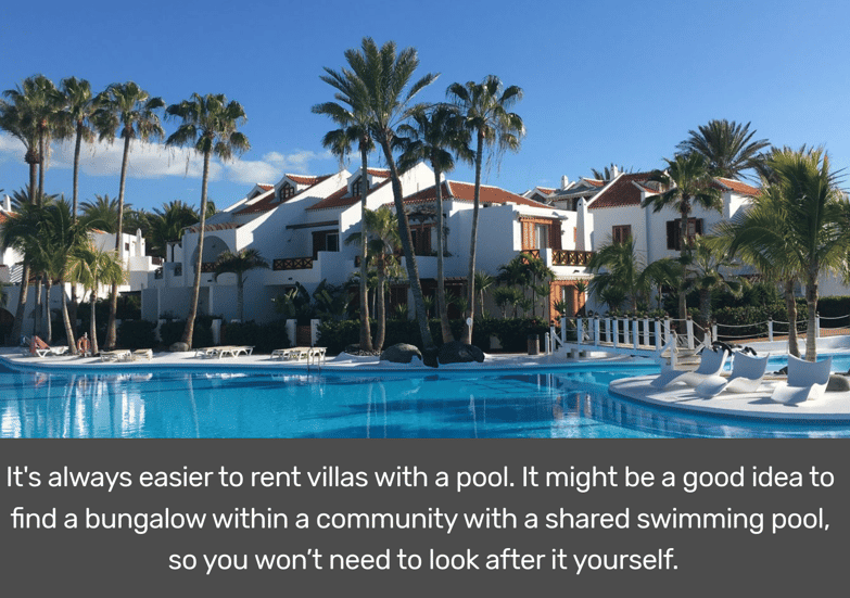 villas with pool are rented out easier